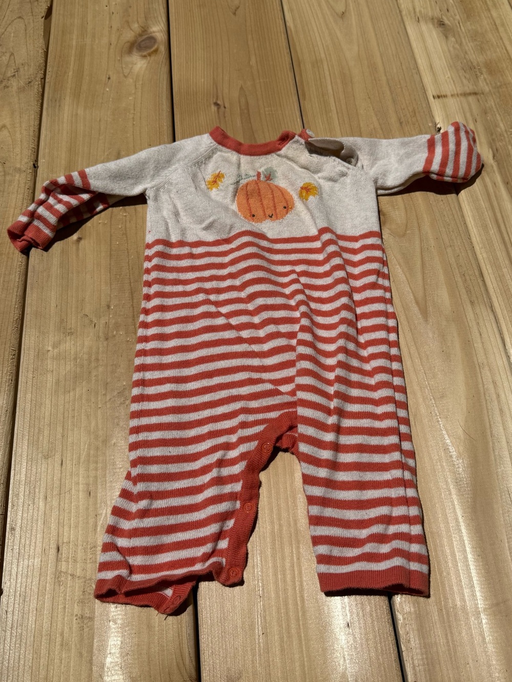 Angel Dear Orange & Cream Striped Pumpkin Footie
